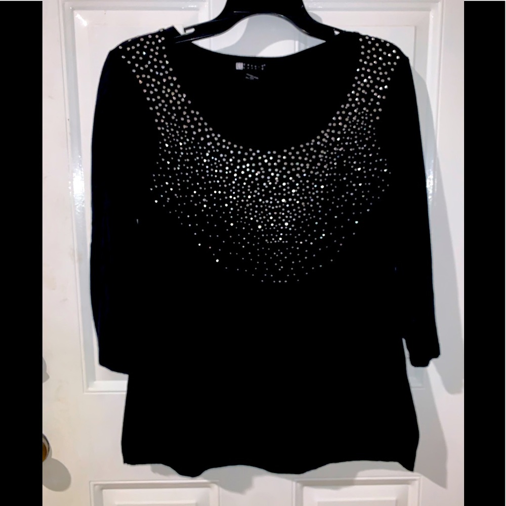 Beautiful black Carole Little shirt with sparkling rhinestones size XL